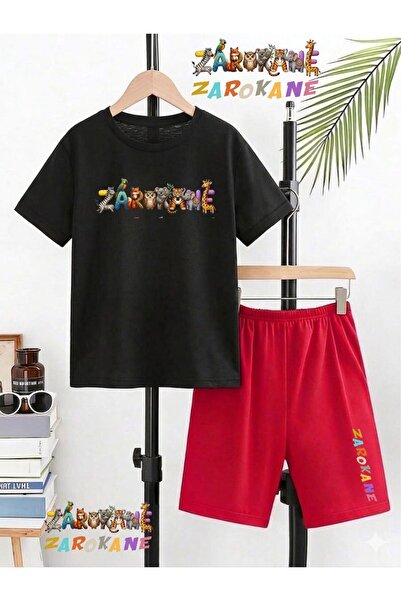 ZAROKANE Logo Printed Top and Shorts/T-Shirt Summer Kids' Two-Piece Set