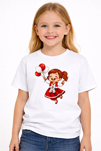 VODEXA Tricou pentru copii unisex cu imprimeu vesel pentru fete, 100% bumbac ...