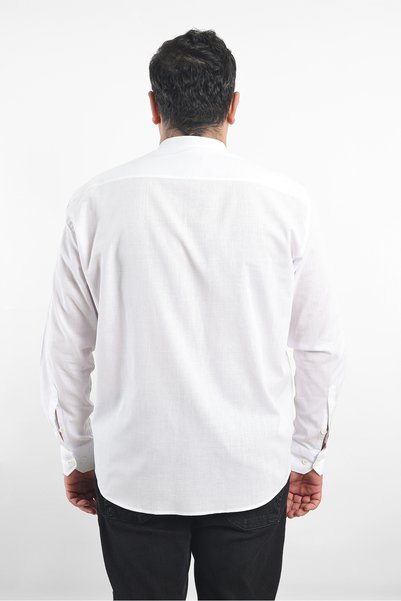 TOUSUS Large Size White Linen Judge Collar Men's Shirt (Btl-7203-Tss)