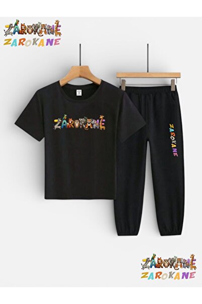 ZAROKANE Logo Printed Top and Bottom Tracksuit/T-Shirt Two-Piece Children's S...