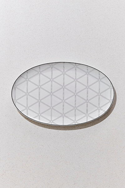 Paşabahçe Orquestra Porcelain Oval Serving Plate Large Cream Gray - 1 Piece