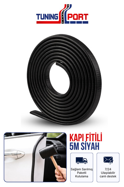 TuningPort 5 Metre Siyah Araç Kapı Fitili Ses Yalıtım Toz Su Geçirmez