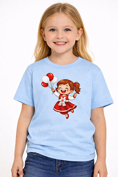 VODEXA Unisex Cheerful Girl Printed Kids T-Shirt 100% Cotton – Red Unisex Sum...