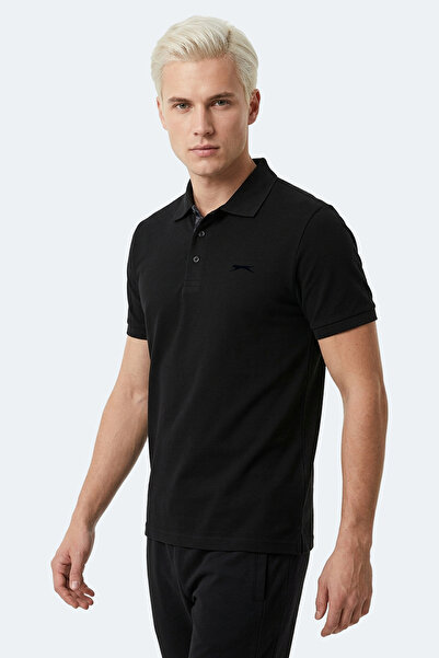 Slazenger Ανδρικό μπλουζάκι ZODIACS με λαιμόκοψη πόλο σε μαύρο χρώμα