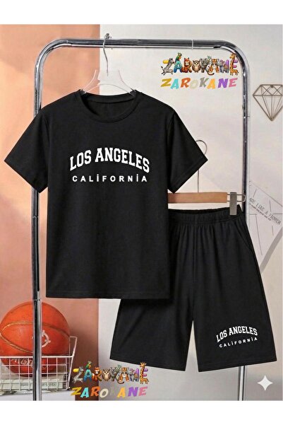 ZAROKANE Los Angeles Yazi Printed Top and Shorts/T-Shirt Two-Piece Summer Kid...