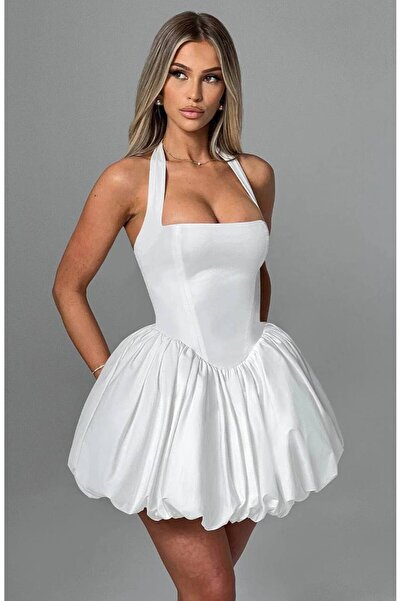 WellWay Rochie mini tip balon, din țesătură modală din lycra importată și căp...