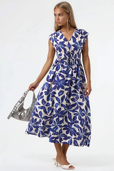 Hiccup BUSEM Φλοράλ μίντι φόρεμα με λαιμόκοψη V και λεπτομέρεια δεσίματος