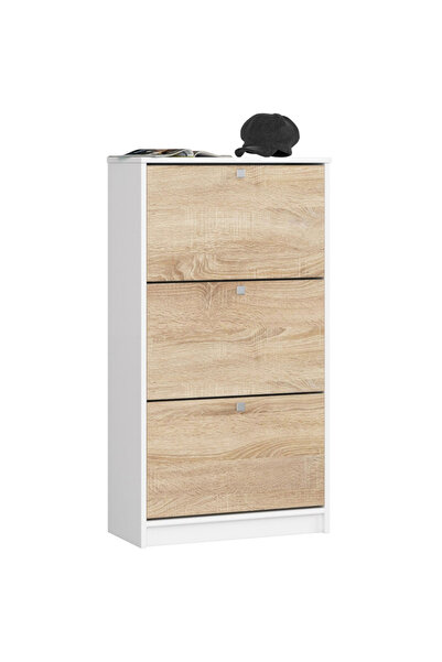 Brius Dulap pantofi cu 3 usi rabatabile, PAL laminat 16 mm, 60x29x113 cm, alb...