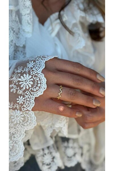 POSH AND PROUD VİP SERİ TAŞLI ZİGZAG MODEL AYARLANABİLİR GOLD YÜZÜK