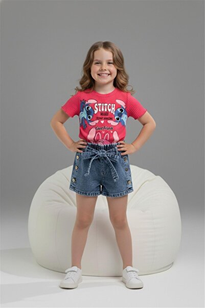 LİLLYPİCCA Κοριτσίστικο μπλουζάκι με στάμπα και τζιν σορτς, σετ 2 τεμαχίων