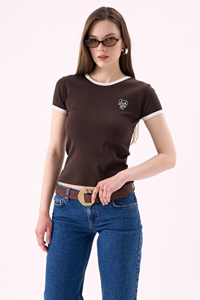 CrepTekstil Crep Γυναικείο T-Shirt με στάμπα Luck You, με λαιμόκοψη ποδηλάτου...