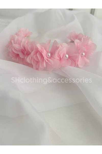 SHClothing accessories مشبك تاج لؤلؤي مزين بالزهور للفتيات