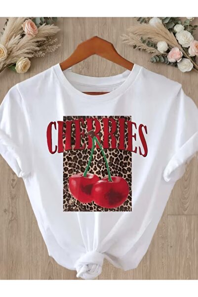 PAVRO Μπλουζάκι Unisex Ποιοτικό υφασμάτινο μπλουζάκι με στάμπα λεοπάρ κεράσι,...