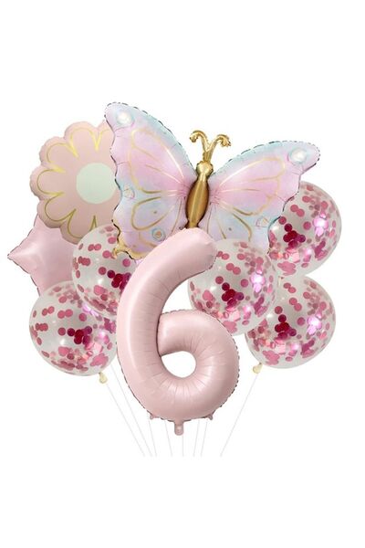 ÇITIPITISTORE Σετ γιορτής γενεθλίων με θέμα την πεταλούδα, με μπαλόνια από αλ...