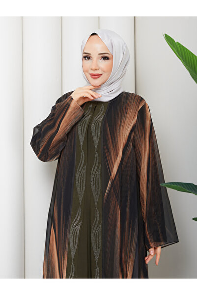 Modam Bella Rochie cu model, cu detalii din piatră și mâneci lungi, mărime mare