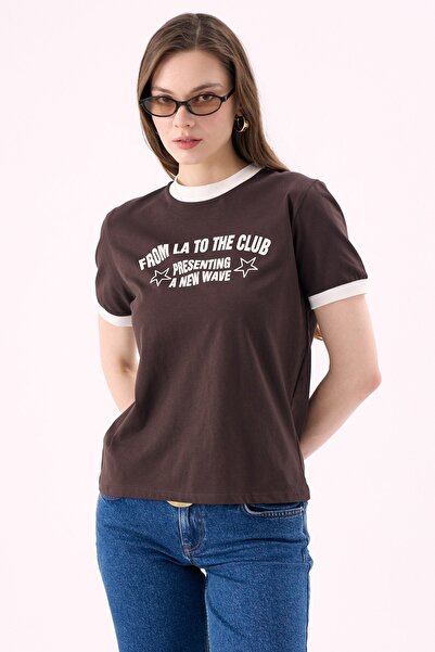 CrepTekstil Γυναικείο T-Shirt Crep με στάμπα κειμένου – Κανονική εφαρμογή, 10...