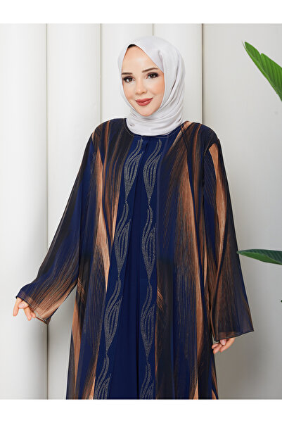 Modam Bella Rochie cu model, cu detalii din piatră și mâneci lungi, mărime mare