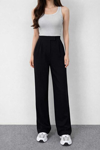 Verivay Γυναικείο Παντελόνι με Κλείσιμο με Velcro Line Μαύρο Palazzo