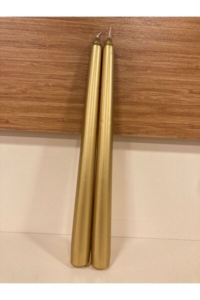 PLUS HOME MUM 2'Lİ ŞAMDAN MUMU RENK ALTIN YÜKSEKLİK 25 CM