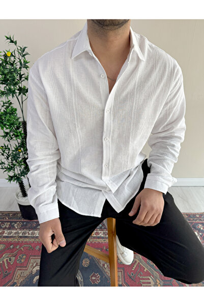 blucombin Patterned Linen Shirt Cotton Regular