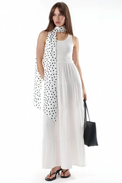 Hiccup BUSEM Textured fabric maxi dress with U-neck