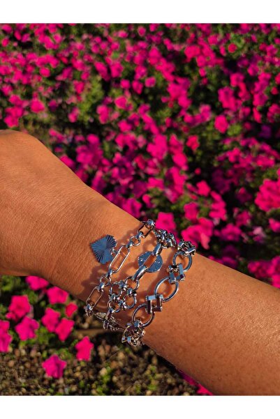 Mope Accessories سلسلة حديثة من الفولاذ المقاوم للصدأ باللون الفضي، مجموعة أس...