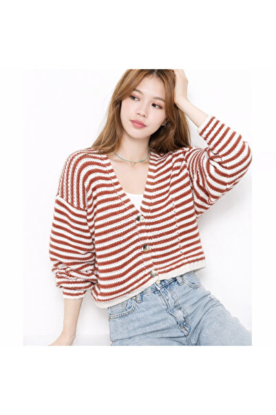 DOQU MILANO Γυναικεία Ριγέ Πλεκτή Ζακέτα Σελανίκ