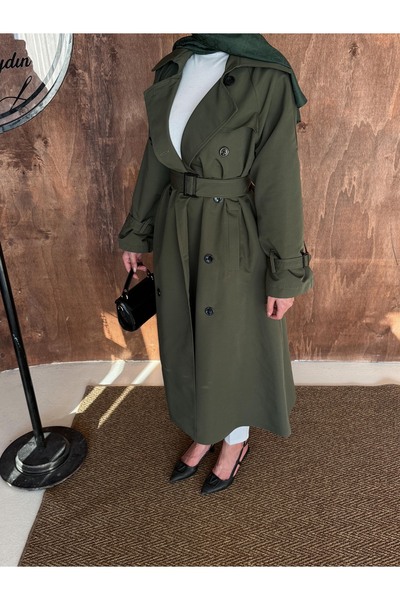 Aranlı tekstil Γυναικεία καμπαρντίνα με διπλό γιακά, φορητή ζώνη και κουμπιά