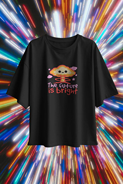 Ninkasiwear "The Future Is Bright" Irony Graphic Printed Unisex Oversize 24/1...