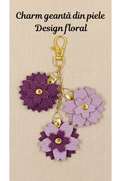 OEM Floral leather bag charm, flower bag keychain, women's bag accessory, bag...