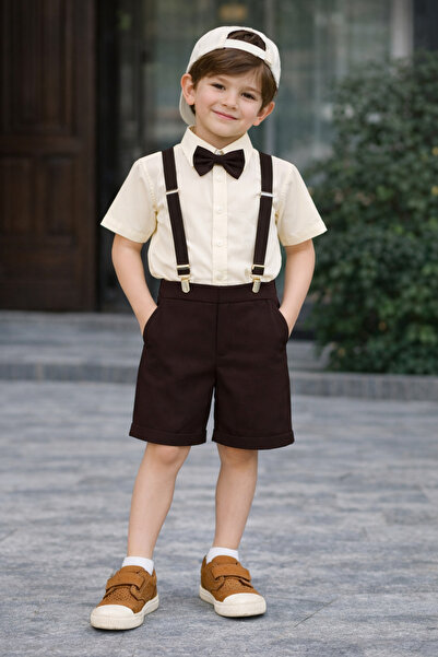 KOKOŞ BEBEK Σετ σορτς με παπιγιόν για αγόρια 4 τεμαχίων (3-10 ετών)