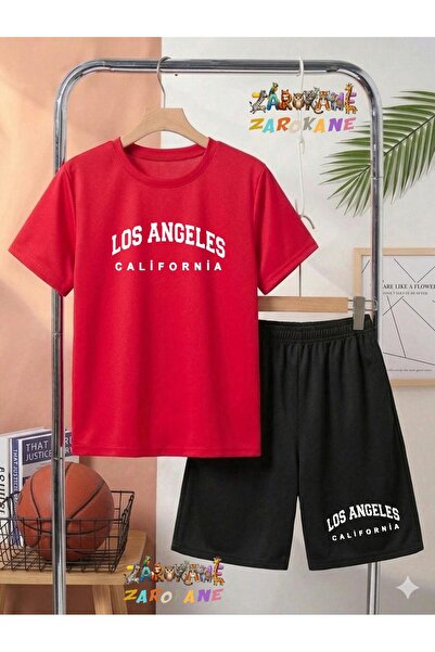 ZAROKANE Los Angeles Yazi Printed Top and Shorts/T-Shirt Two-Piece Summer Kid...