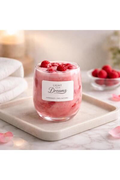 Lİght Your Dreams Çilek&Orman Meyveli Kokulu Milkshake Mum Doğal %100 Soya Mu...
