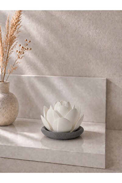 zulya Lotus Çiçeği LED Mumluk – Dekoratif Gece Lambası | Modern Minimal Mumluk