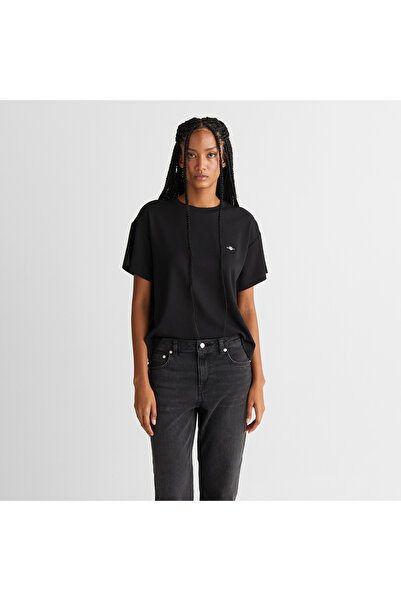 Gant Kadın Siyah Regular Fit Bisiklet Yaka T-Shirt