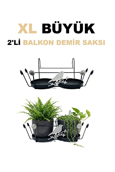 BGA 2'li Balkon Saksı Demiri Bahçe balkon Demir saksı standı çiçek saksı tutu...