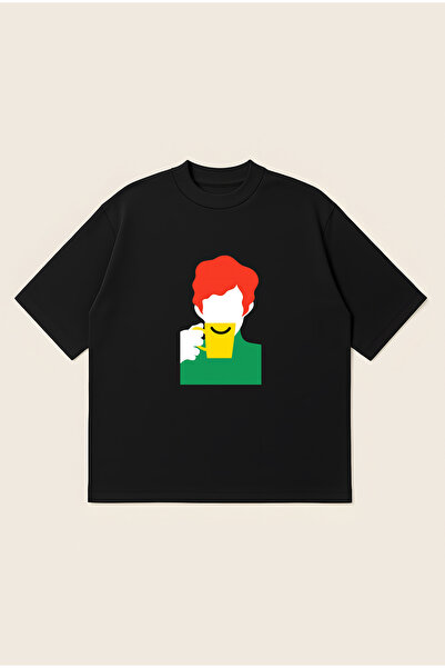 Moon Dancer Coffee Lover Portrait Oversize Boxy Cut Unisex 100% Cotton Printe...