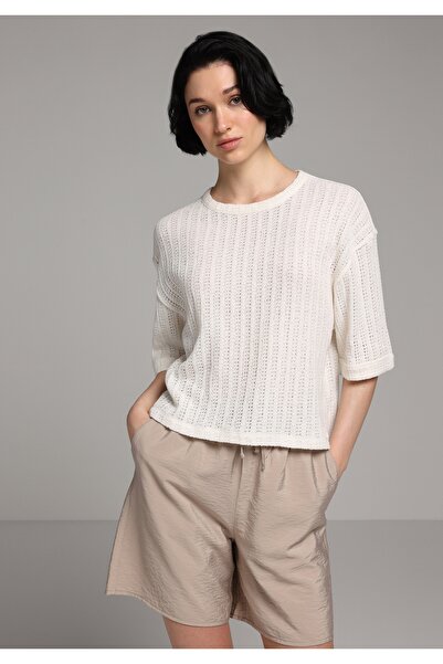 Colin's Γυναικείο κοντομάνικο μπλουζάκι ζακάρ με στρογγυλή λαιμόκοψη και κανο...