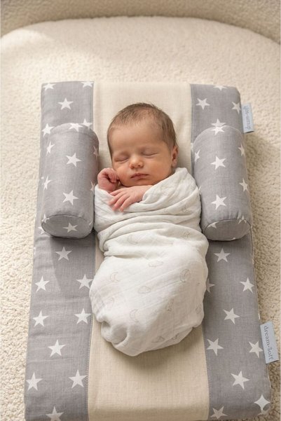 BABY LİGHT ANNELERİN İHTİYACI OLAN ÜRÜNLER Baby Bed, Orthopedic Protection Starry Gray and White Model with Washable Cover