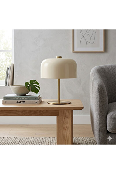VEYRA Lighting Retro-Modern İkonik Tasarım Masa Lambası - Gold Detaylı