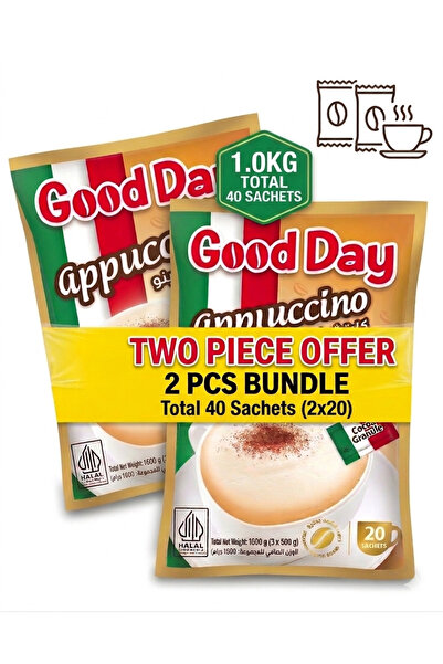 goodday قهوة كابتشينو جود داي، 40 كيس (عبوة من 2 حزمة بإجمالي 40 كيس) مع حبيب...