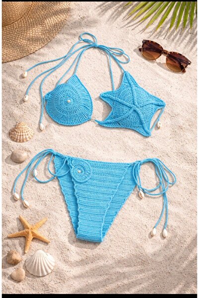 tuğçe test markası Bohem el örgüsü bikini takımı
