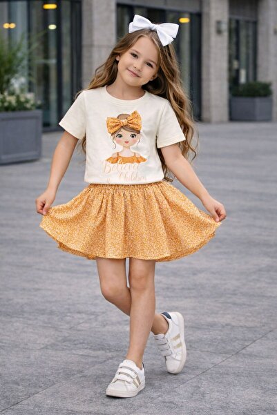 KOKOŞ BEBEK Κοριτσίστικο Σετ Μπλουζάκι με Σορτς και Φούστα 2 Τεμαχίων (Ηλικίε...