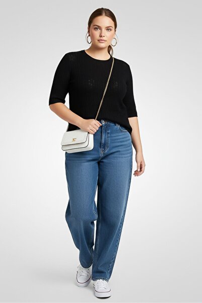 Gant Women Round Neck Textured Sweater, Navy