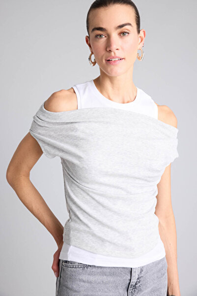 DeFacto Μπλουζάκι με διπλή στρώση Ribana Slim Fit G9546AX26SP