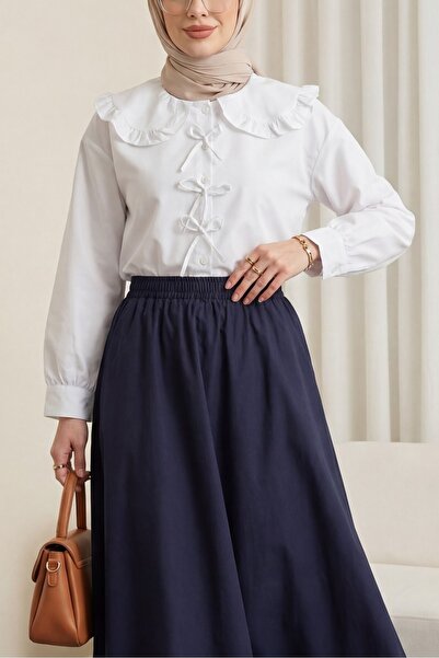 Modamorfo Βρεφικό πουκάμισο με λεπτομέρεια κορδέλας στο γιακά - λευκό