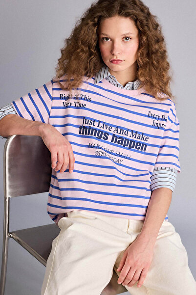 DeFacto Oversized Crew Neck Printed Short Sleeve T-Shirt