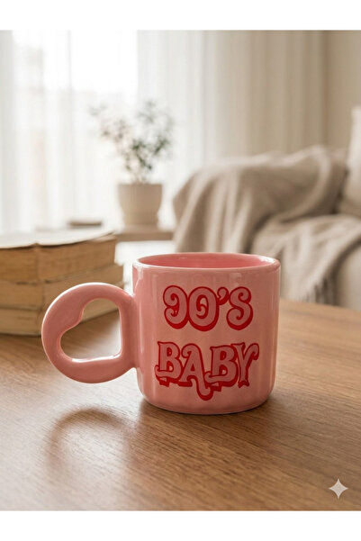 PALTO TASARIM 90'Baby Designed Handmade Pink Shiny Eros Mug - Handcrafted Gif...