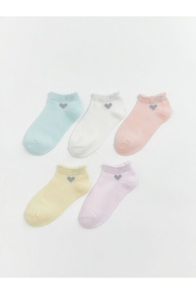 LC Waikiki Κάλτσες για κορίτσια με σχέδιο καρδιάς, σετ 5 τεμαχίων