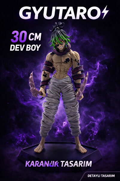 KOLAYEV Anime Demon Slayer Gyutaro Figürü 30 Cm | Detaylı Koleksiyon Modeli